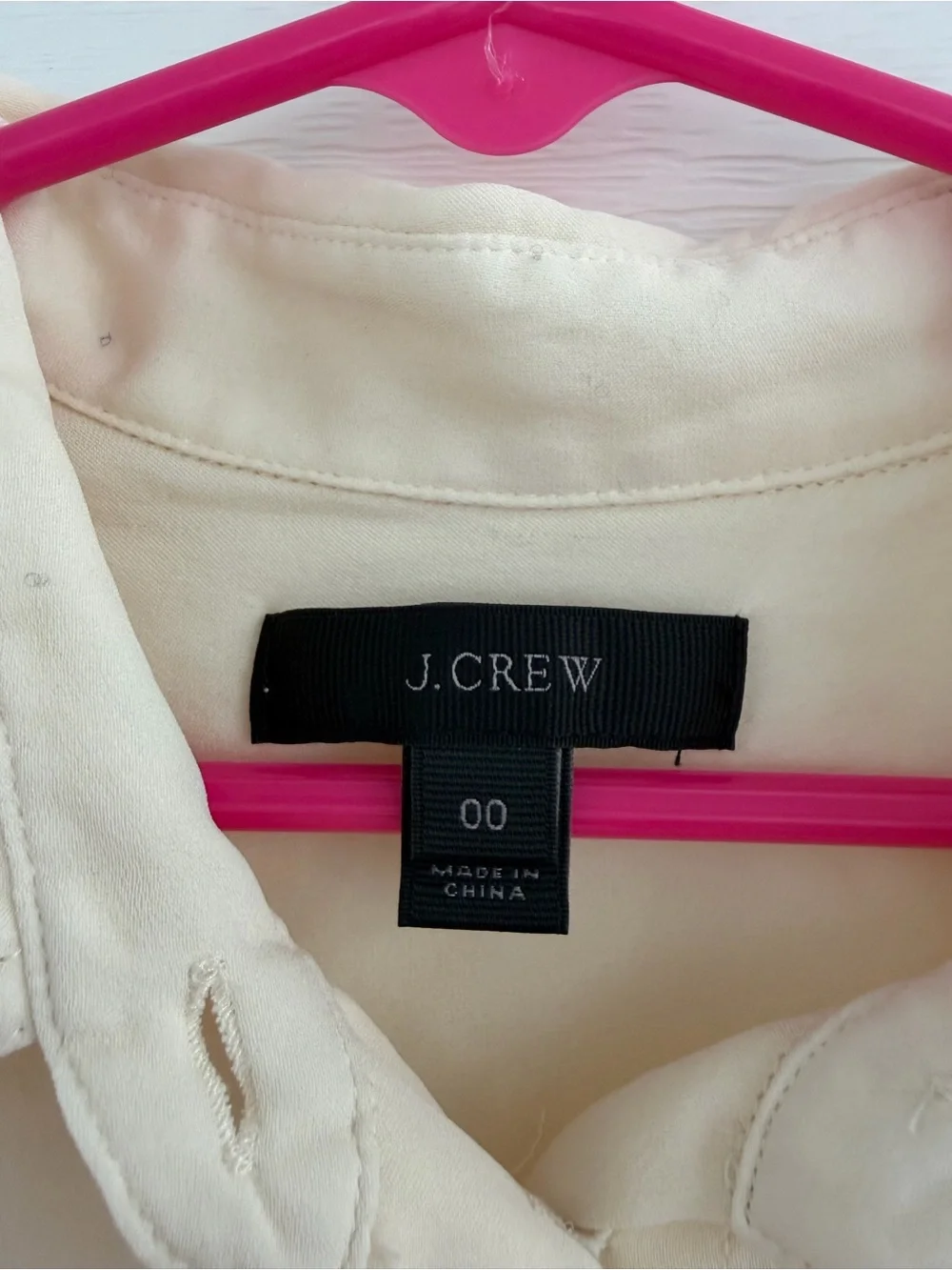 J.Crew Ivory 100% Silk Utility Button Down Shirt 00 Pocket Blouse